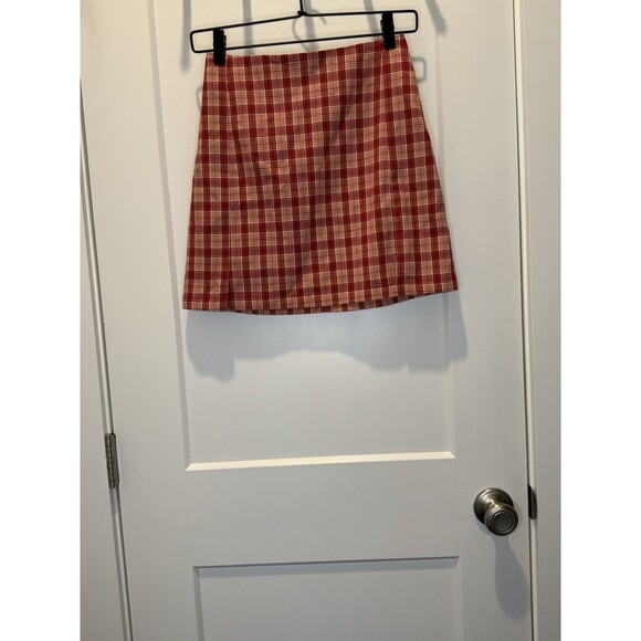 Brandy Melville Dresses & Skirts - Women’s Brandy Melville John Galt Cara Plaid Mini Skirt Red Beige XS Preppy Y2K